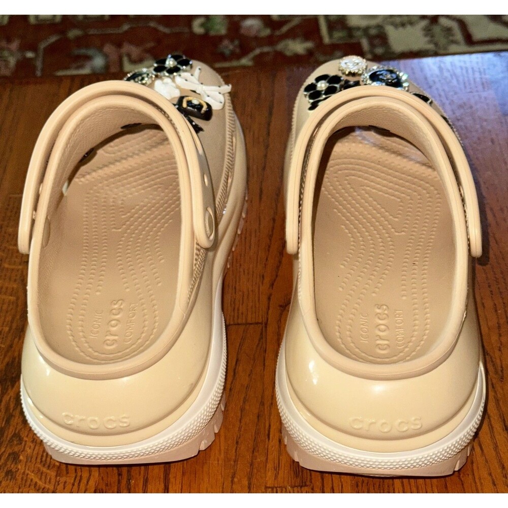 Crocs Siren embellished jibbitz Platform Clog In Ivory/Tan W8 - Picture 4 of 6